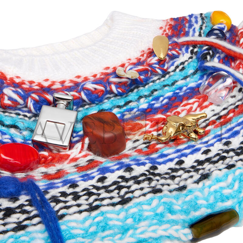 Ce1i*e cropped crewneck sweater in fair isle wool ry0n10x92.01rl